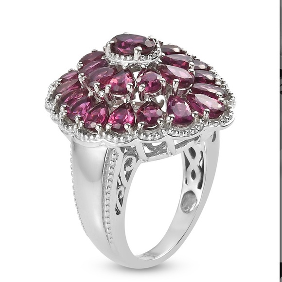 🌹Exquisite🌹 Red Garnet Cocktail Ring In Sterling Silver  Size 5 - Picture 10 of 11